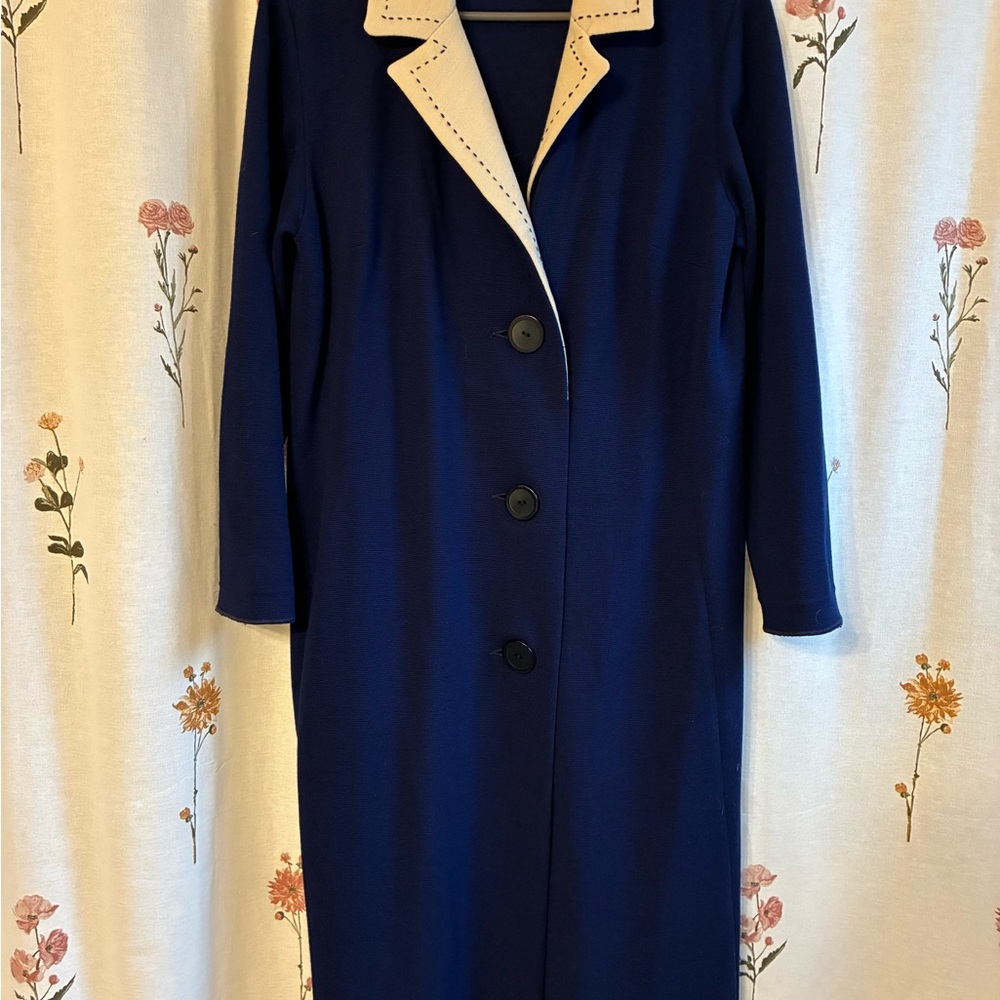 R&K Knits Classic Blue and Cream Jacket